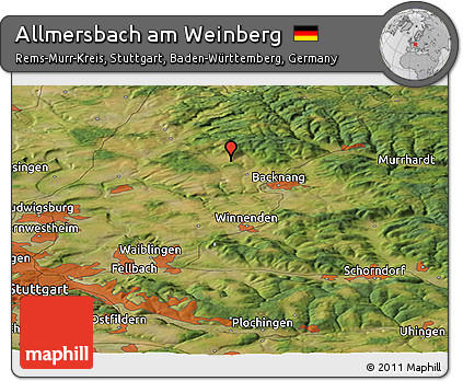 Satellite Panoramic Map of Allmersbach Am Weinberg
