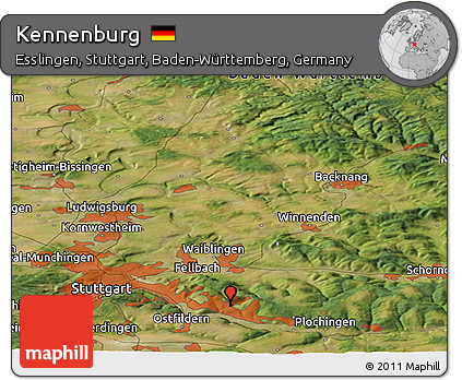 Satellite Panoramic Map of Kennenburg