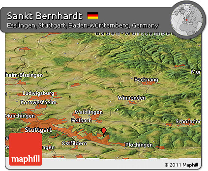 Satellite Panoramic Map of Sankt Bernhardt