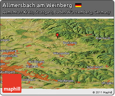 Satellite Panoramic Map of Allmersbach Am Weinberg