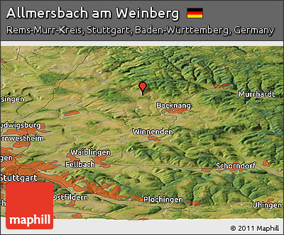 Satellite Panoramic Map of Allmersbach Am Weinberg