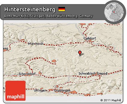 Shaded Relief Panoramic Map of Hintersteinenberg