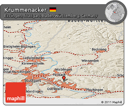 Shaded Relief Panoramic Map of Krummenacker