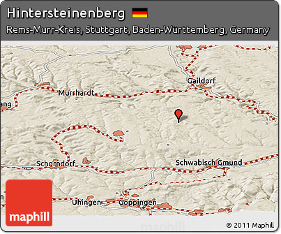 Shaded Relief Panoramic Map of Hintersteinenberg