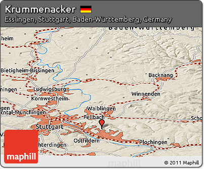 Shaded Relief Panoramic Map of Krummenacker