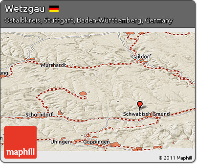 Shaded Relief Panoramic Map of Wetzgau