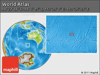 Physical Location Map of the Area around 48° 14' 2" S, 113° 7' 30" E