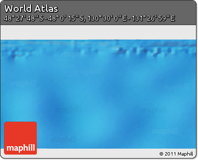 Physical 3D Map of the Area around 48° 14' 2" S, 130° 58' 29" E