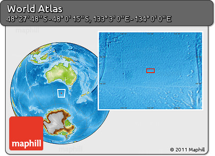 Physical Location Map of the Area around 48° 14' 2" S, 133° 31' 30" E