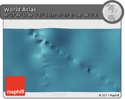 Satellite 3D Map of the Area around 48° 14' 2" S, 140° 19' 29" E