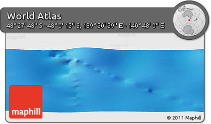 Physical Panoramic Map of the Area around 48° 14' 2" S, 140° 19' 29" E