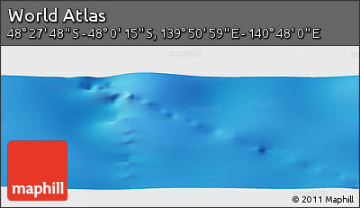 Physical Panoramic Map of the Area around 48° 14' 2" S, 140° 19' 29" E