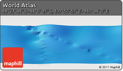 Physical Panoramic Map of the Area around 48° 14' 2" S, 140° 19' 29" E