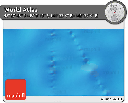 Physical 3D Map of the Area around 48° 14' 2" S, 142° 1' 30" E