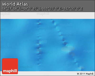 Physical 3D Map of the Area around 48° 14' 2" S, 142° 1' 30" E