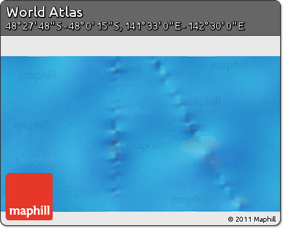 Physical 3D Map of the Area around 48° 14' 2" S, 142° 1' 30" E