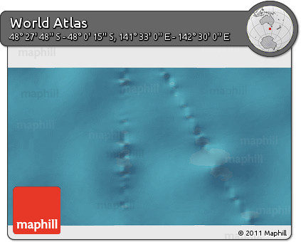 Satellite 3D Map of the Area around 48° 14' 2" S, 142° 1' 30" E