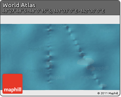 Satellite 3D Map of the Area around 48° 14' 2" S, 142° 1' 30" E