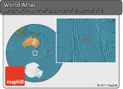 Satellite Location Map of the Area around 48° 14' 2" S, 142° 1' 30" E