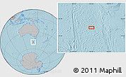 Gray Location Map of the area around 48° 14' 2" S, 142° 52' 30" E, hill shading