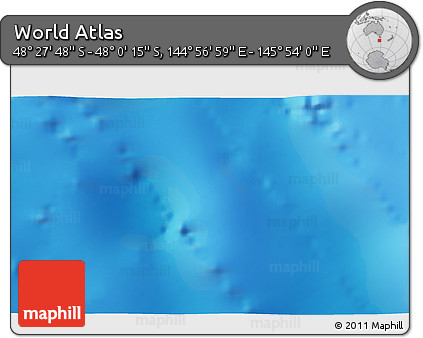 Physical 3D Map of the Area around 48° 14' 2" S, 145° 25' 30" E