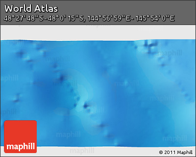 Physical 3D Map of the Area around 48° 14' 2" S, 145° 25' 30" E