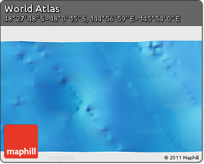Physical 3D Map of the Area around 48° 14' 2" S, 145° 25' 30" E