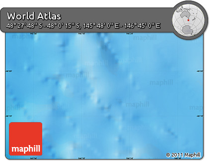 Physical Map of the Area around 48° 14' 2" S, 146° 16' 30" E