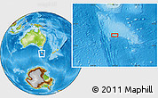 Physical Location Map of the area around 48° 14' 2" S, 147° 7' 30" E