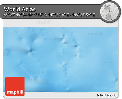 Physical 3D Map of the Area around 48° 14' 2" S, 147° 58' 29" E