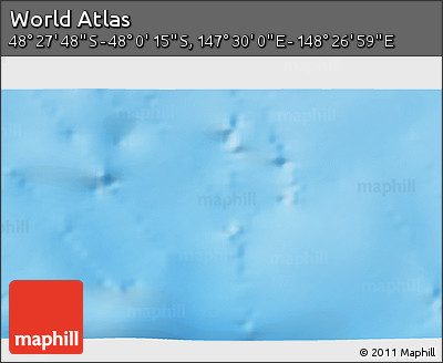 Physical 3D Map of the Area around 48° 14' 2" S, 147° 58' 29" E