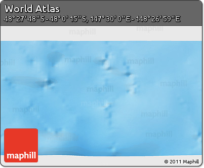 Physical 3D Map of the Area around 48° 14' 2" S, 147° 58' 29" E