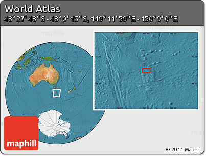 Satellite Location Map of the Area around 48° 14' 2" S, 149° 40' 30" E