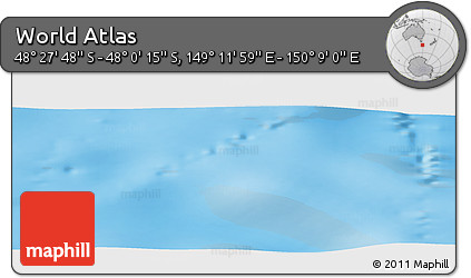 Physical Panoramic Map of the Area around 48° 14' 2" S, 149° 40' 30" E