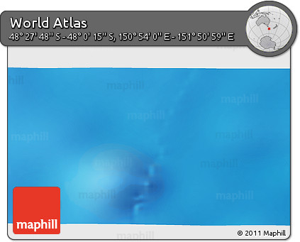 Shaded Relief 3D Map of the Area around 48° 14' 2" S, 151° 22' 30" E