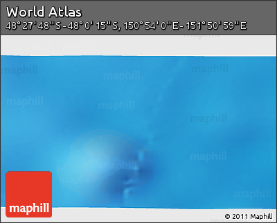 Shaded Relief 3D Map of the Area around 48° 14' 2" S, 151° 22' 30" E