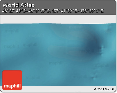 Satellite 3D Map of the Area around 48° 14' 2" S, 158° 10' 30" E