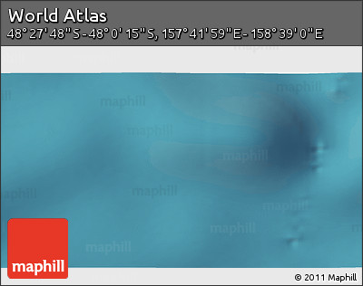 Satellite 3D Map of the Area around 48° 14' 2" S, 158° 10' 30" E