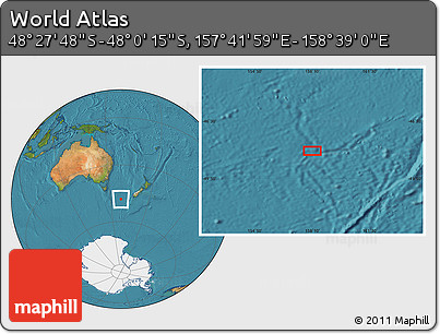 Satellite Location Map of the Area around 48° 14' 2" S, 158° 10' 30" E