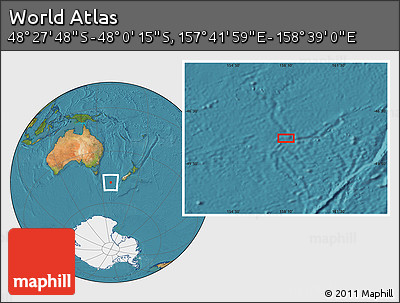 Satellite Location Map of the Area around 48° 14' 2" S, 158° 10' 30" E