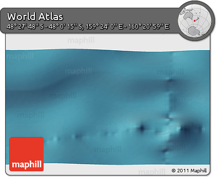 Satellite 3D Map of the Area around 48° 14' 2" S, 159° 52' 30" E