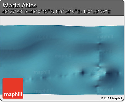 Satellite 3D Map of the Area around 48° 14' 2" S, 159° 52' 30" E