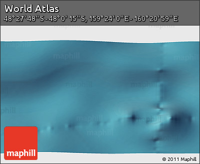 Satellite 3D Map of the Area around 48° 14' 2" S, 159° 52' 30" E