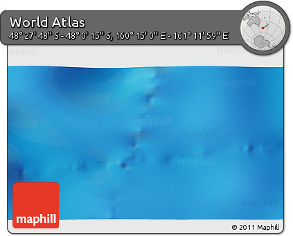 Physical 3D Map of the Area around 48° 14' 2" S, 160° 43' 29" E