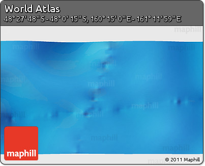 Physical 3D Map of the Area around 48° 14' 2" S, 160° 43' 29" E