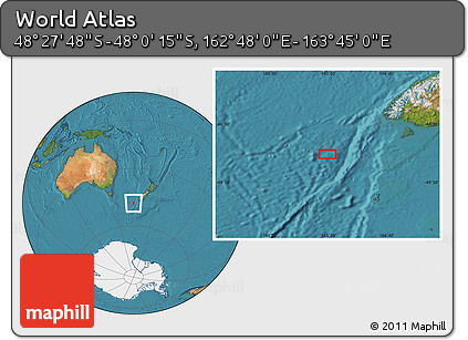 Satellite Location Map of the Area around 48° 14' 2" S, 163° 16' 30" E