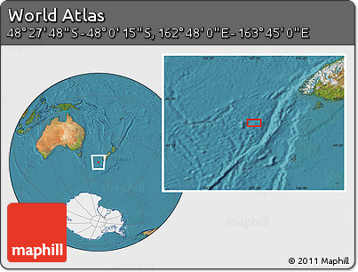Satellite Location Map of the Area around 48° 14' 2" S, 163° 16' 30" E