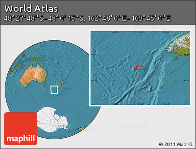 Satellite Location Map of the Area around 48° 14' 2" S, 163° 16' 30" E