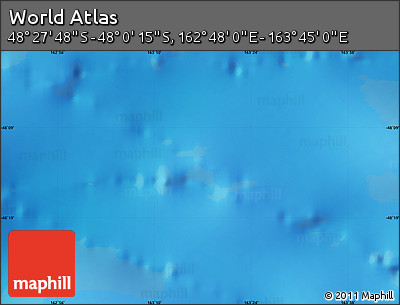 Physical Map of the Area around 48° 14' 2" S, 163° 16' 30" E
