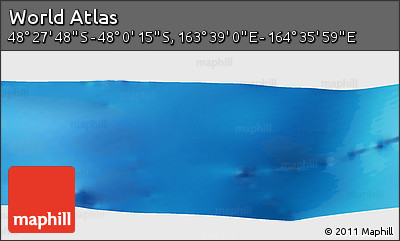 Physical Panoramic Map of the Area around 48° 14' 2" S, 164° 7' 30" E